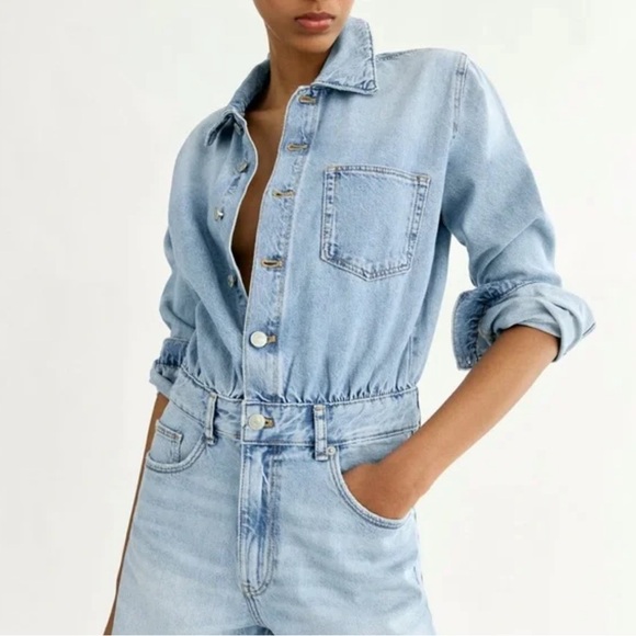 Zara NWT Denim Shirt Jumpsuit new - Picture 1 of 7